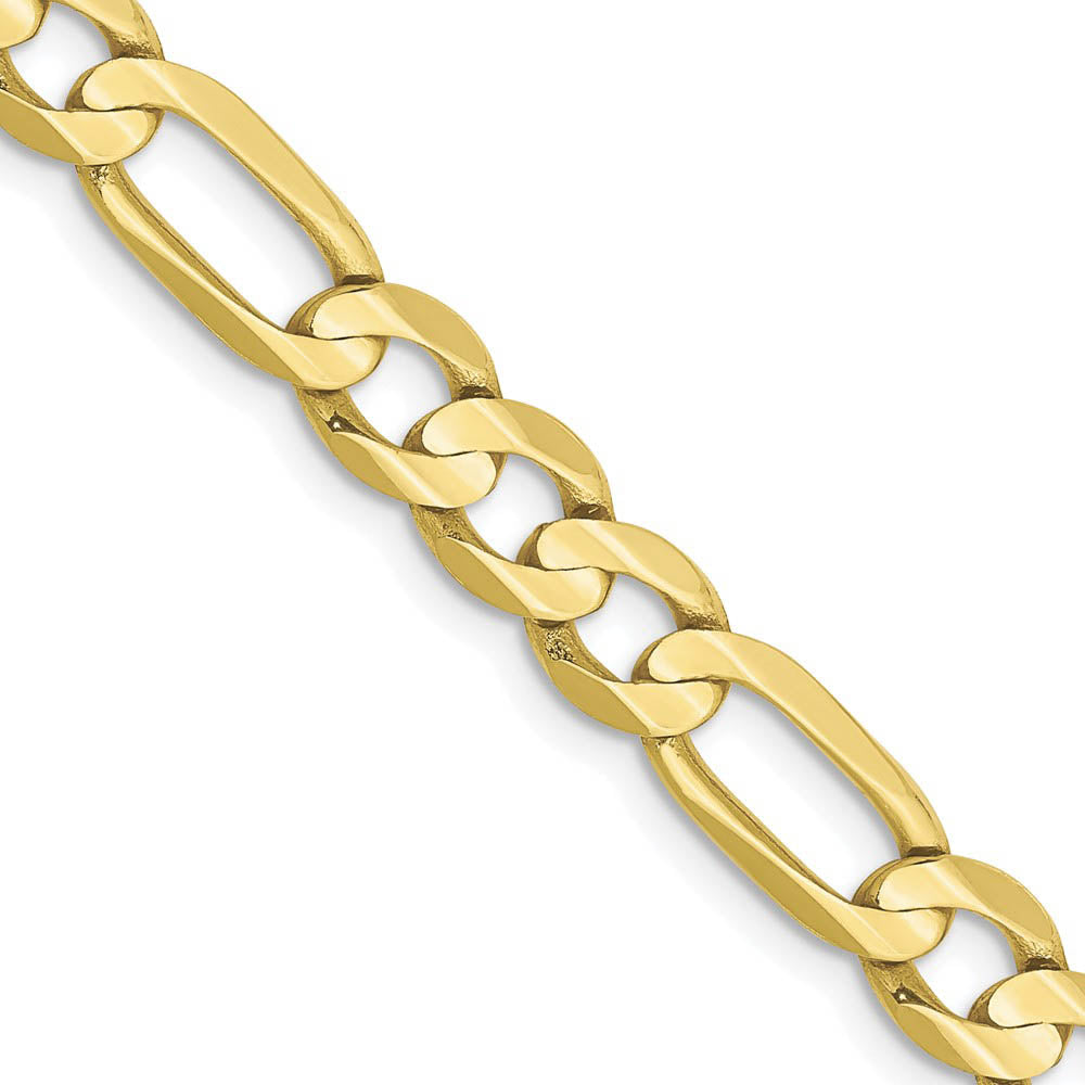 Men's 6mm, 10k Yellow Gold, Concave Figaro Chain Necklace, Item C9023 by The Black Bow Jewelry Co.