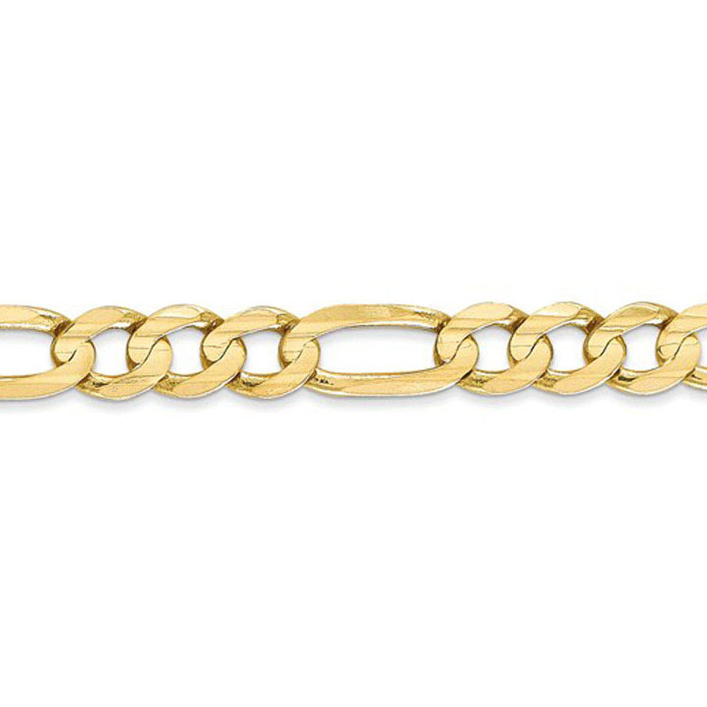 Alternate view of the Men's 6mm, 10k Yellow Gold, Concave Figaro Chain Necklace by The Black Bow Jewelry Co.
