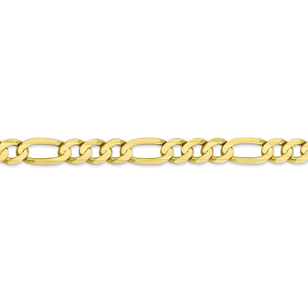 Alternate view of the Men's 6.75mm, 10k Yellow Gold, Concave Figaro Chain Bracelet by The Black Bow Jewelry Co.