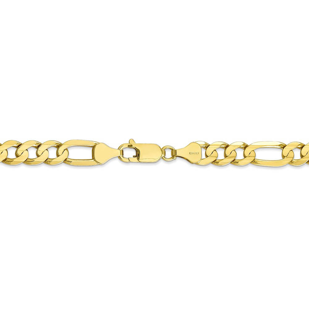 Alternate view of the Men's 6.75mm, 10k Yellow Gold, Concave Figaro Chain Bracelet by The Black Bow Jewelry Co.