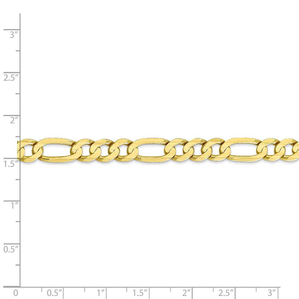 Alternate view of the Men's 6.75mm, 10k Yellow Gold, Concave Figaro Chain Bracelet by The Black Bow Jewelry Co.
