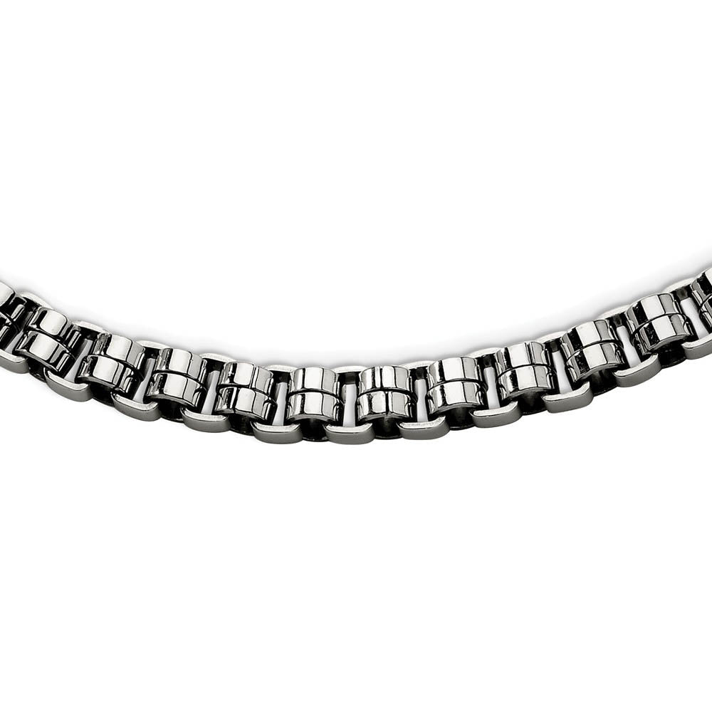 Men's Stainless Steel 8mm Circular Links Necklace 24 Inch, Item C9027-24 by The Black Bow Jewelry Co.