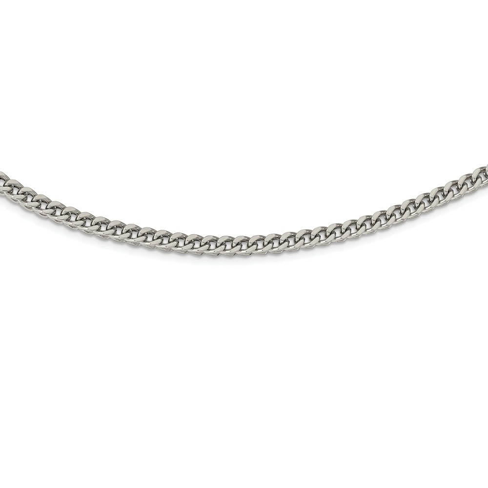 Men's Stainless Steel 4mm Light Wheat Necklace 24 Inch, Item C9032 by The Black Bow Jewelry Co.