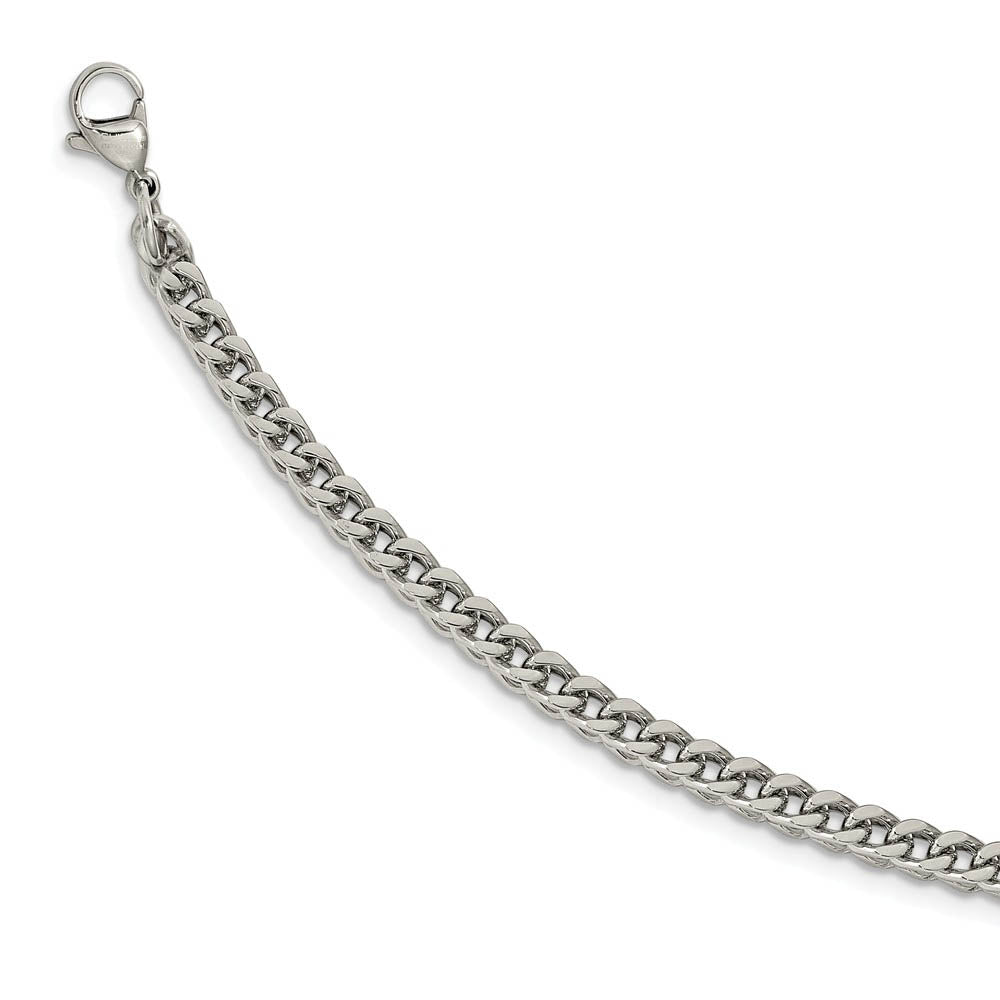 Alternate view of the Men's Stainless Steel 4mm Light Wheat Necklace 24 Inch by The Black Bow Jewelry Co.