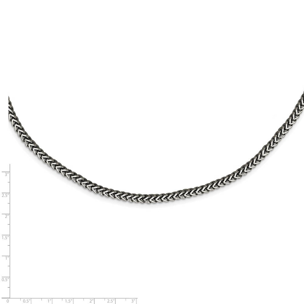 Alternate view of the Men's Stainless Steel 4mm Light Wheat Necklace 24 Inch by The Black Bow Jewelry Co.