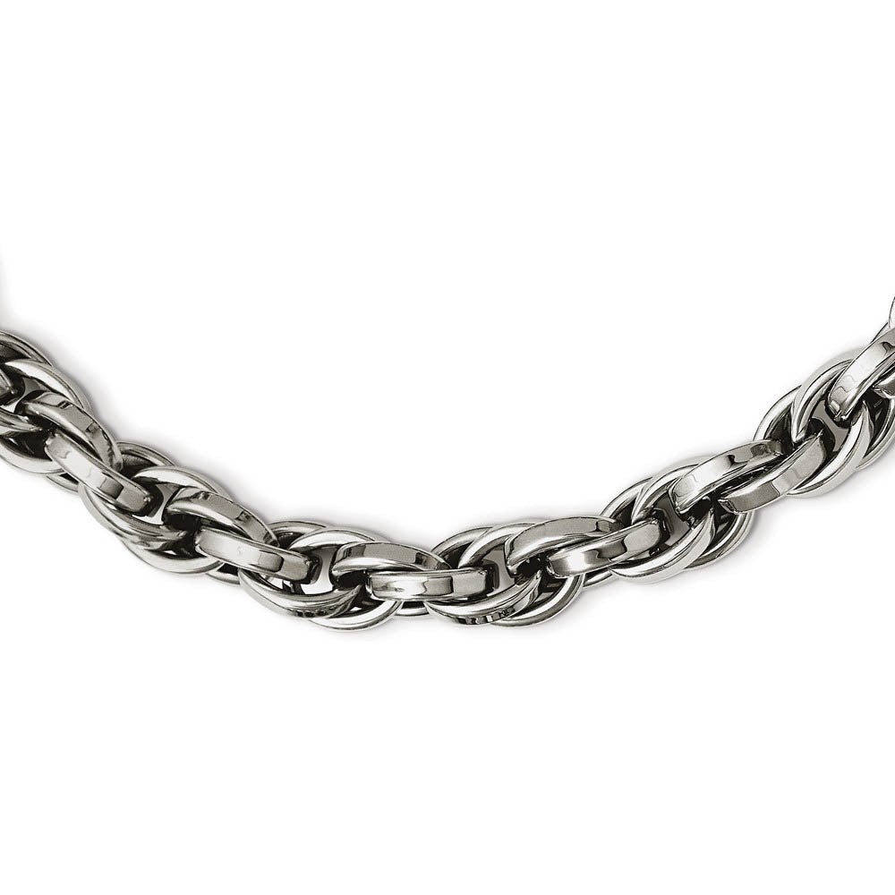 Men's Stainless Steel 10mm Polished Loose Rope Chain Necklace 24 Inch, Item C9034 by The Black Bow Jewelry Co.