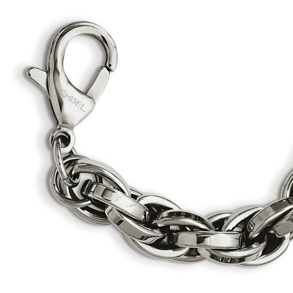 Alternate view of the Men's Stainless Steel 10mm Polished Loose Rope Chain Necklace 24 Inch by The Black Bow Jewelry Co.