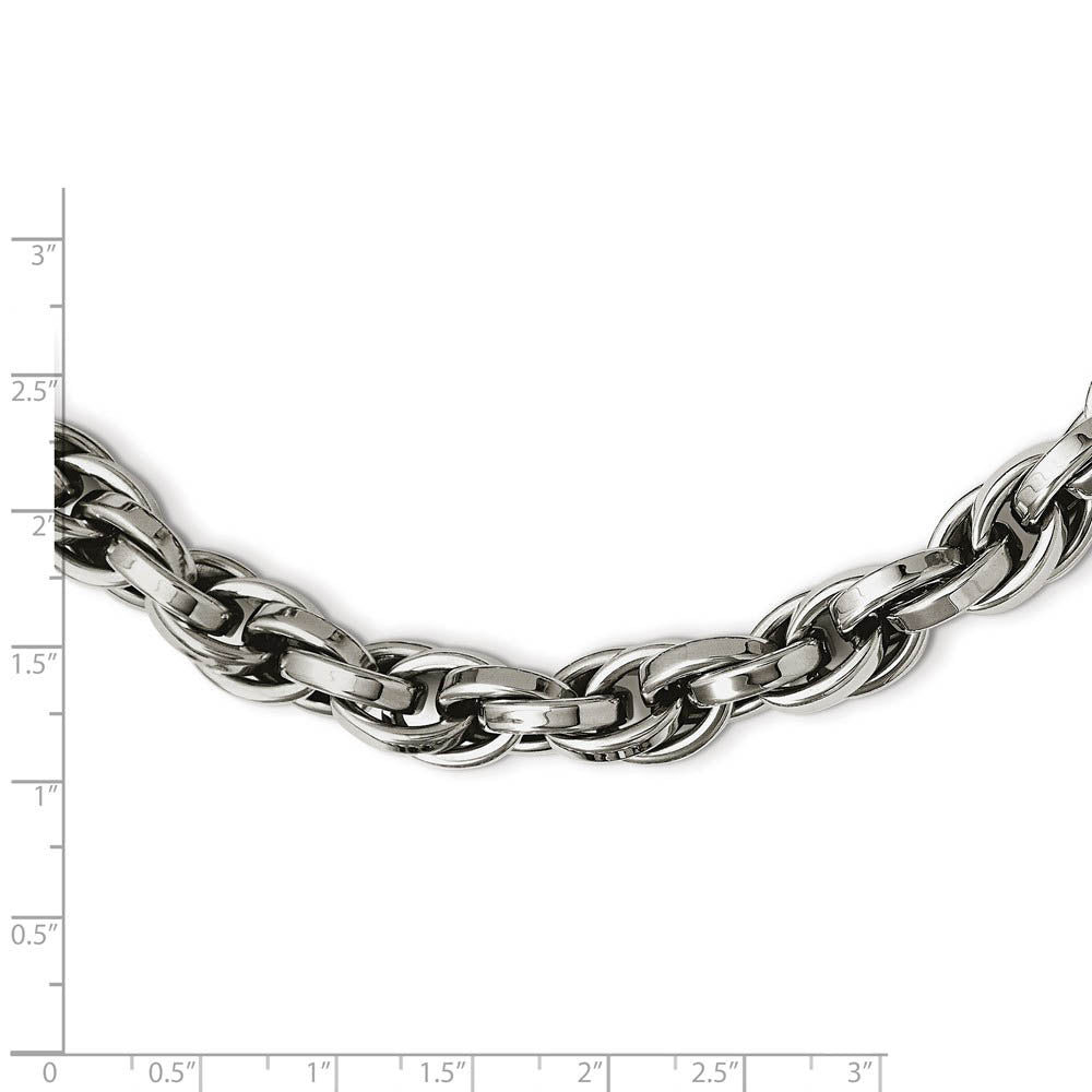 Alternate view of the Men's Stainless Steel 10mm Polished Loose Rope Chain Necklace 24 Inch by The Black Bow Jewelry Co.