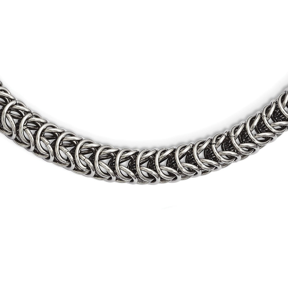 Men&#39;s Stainless Steel 7mm Fancy Link Chain Necklace, Item C9038 by The Black Bow Jewelry Co.