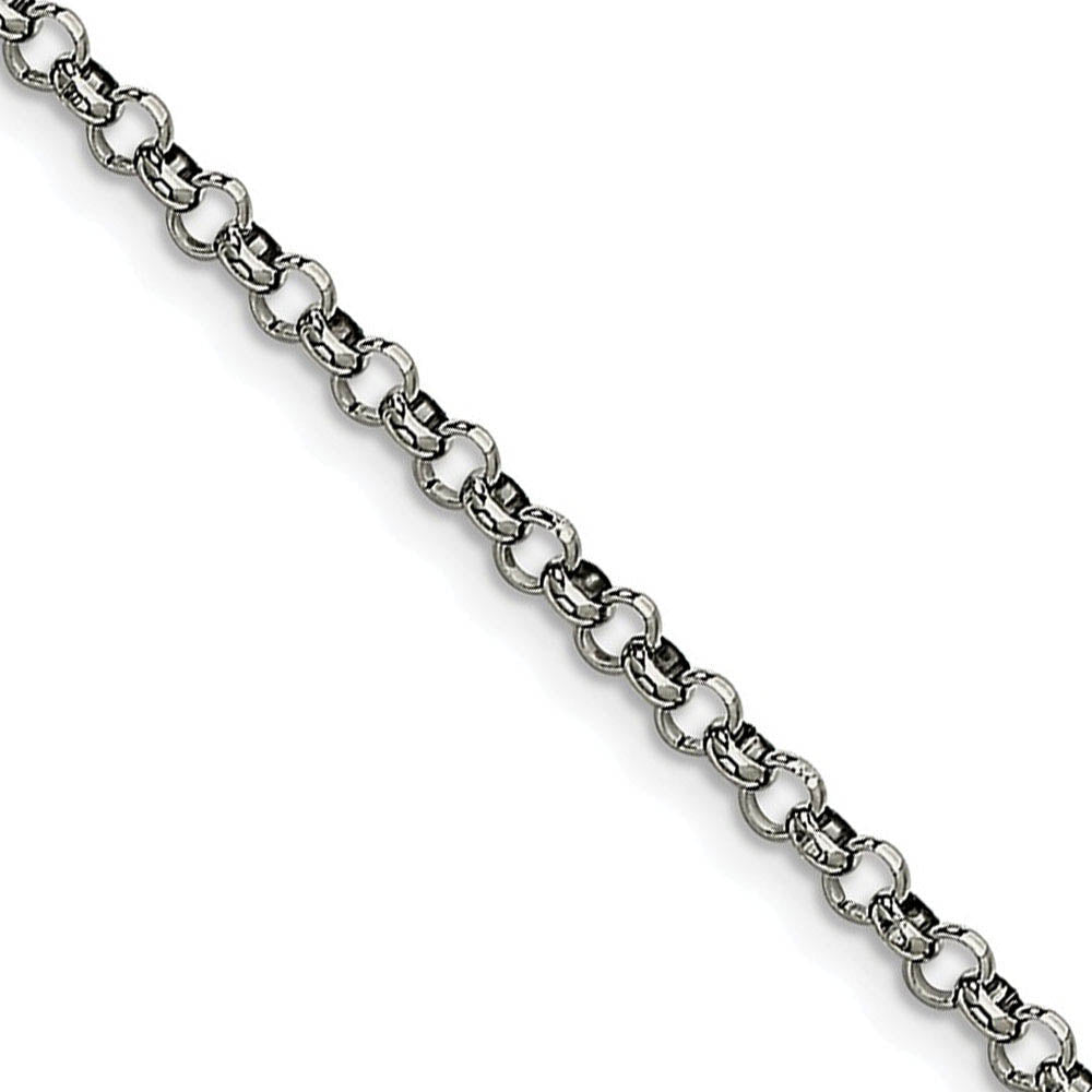 Men's 3.9mm Stainless Steel Polished Rolo Chain Necklace, Item C9048 by The Black Bow Jewelry Co.