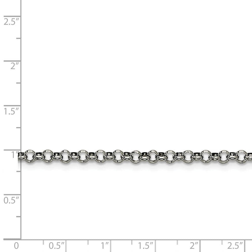 Alternate view of the Men's 3.9mm Stainless Steel Polished Rolo Chain Necklace by The Black Bow Jewelry Co.