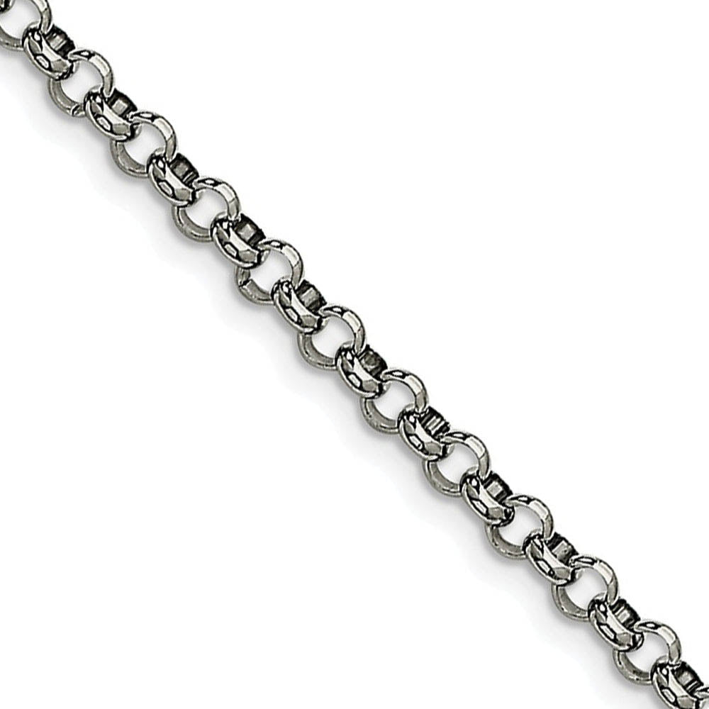 Men's Stainless Steel Polished Rolo Chain Necklace Black