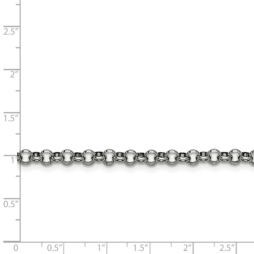 Alternate view of the Men's 4.6mm Stainless Steel Polished Rolo Chain Necklace by The Black Bow Jewelry Co.