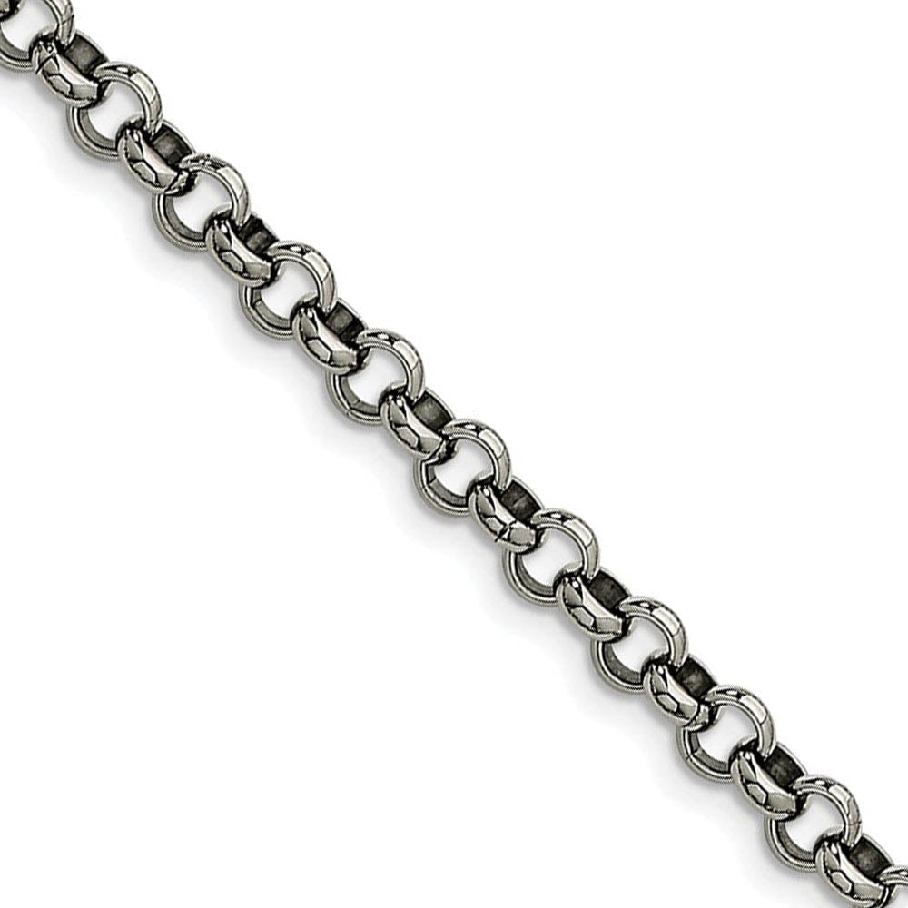 Men's 6mm Stainless Steel Polished Rolo Chain Bracelet, 7.5 Inch, Item C9050-7.5 by The Black Bow Jewelry Co.