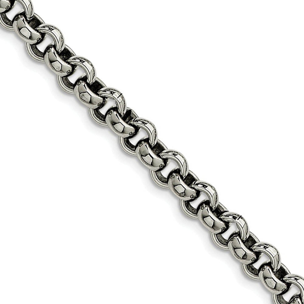 Men's 8mm Stainless Steel Polished Rolo Chain Necklace