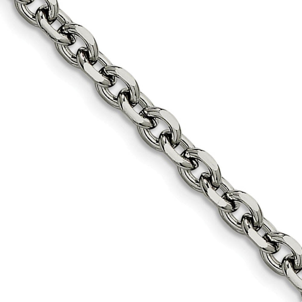 Men's 5.3mm Stainless Steel Polished Cable Chain Necklace, Item C9058 by The Black Bow Jewelry Co.
