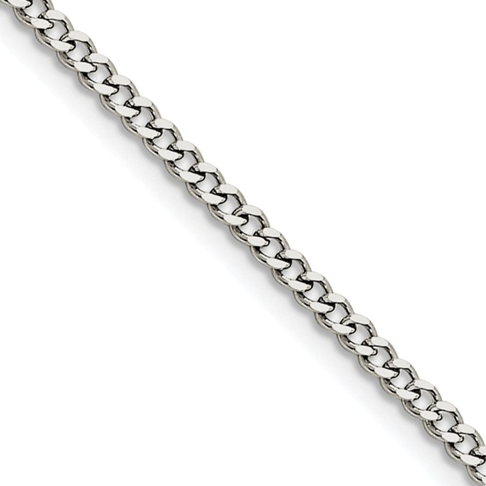 3mm Stainless Steel Flat Curb Chain Necklace, Item C9059 by The Black Bow Jewelry Co.