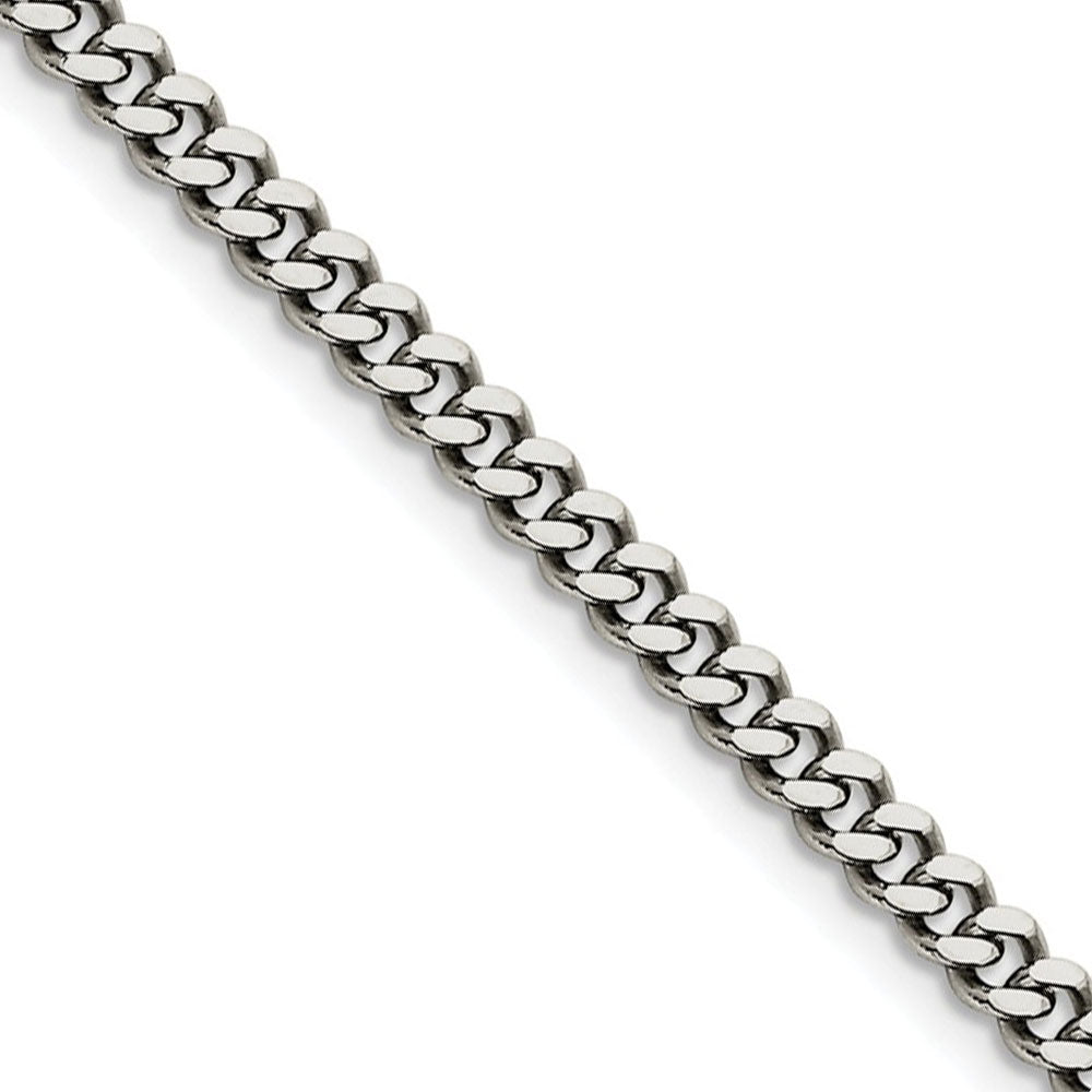 4mm Stainless Steel Heavy Flat Curb Chain Necklace, Item C9060 by The Black Bow Jewelry Co.