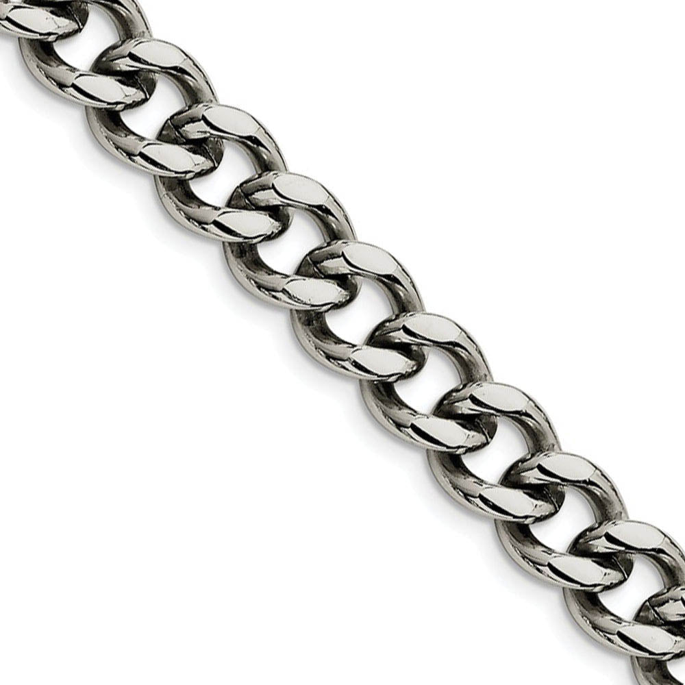 Men's 11.5mm Stainless Steel Heavy Flat Curb Chain Bracelet, 8.5 Inch, Item C9064-8.5 by The Black Bow Jewelry Co.