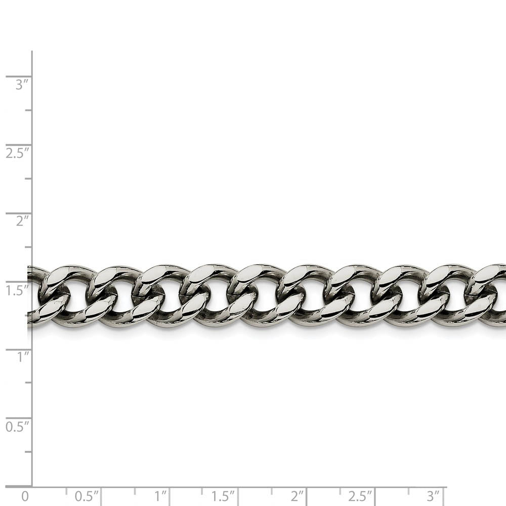 Alternate view of the Men's 11.5mm Stainless Steel Heavy Flat Curb Chain Bracelet, 8.5 Inch by The Black Bow Jewelry Co.