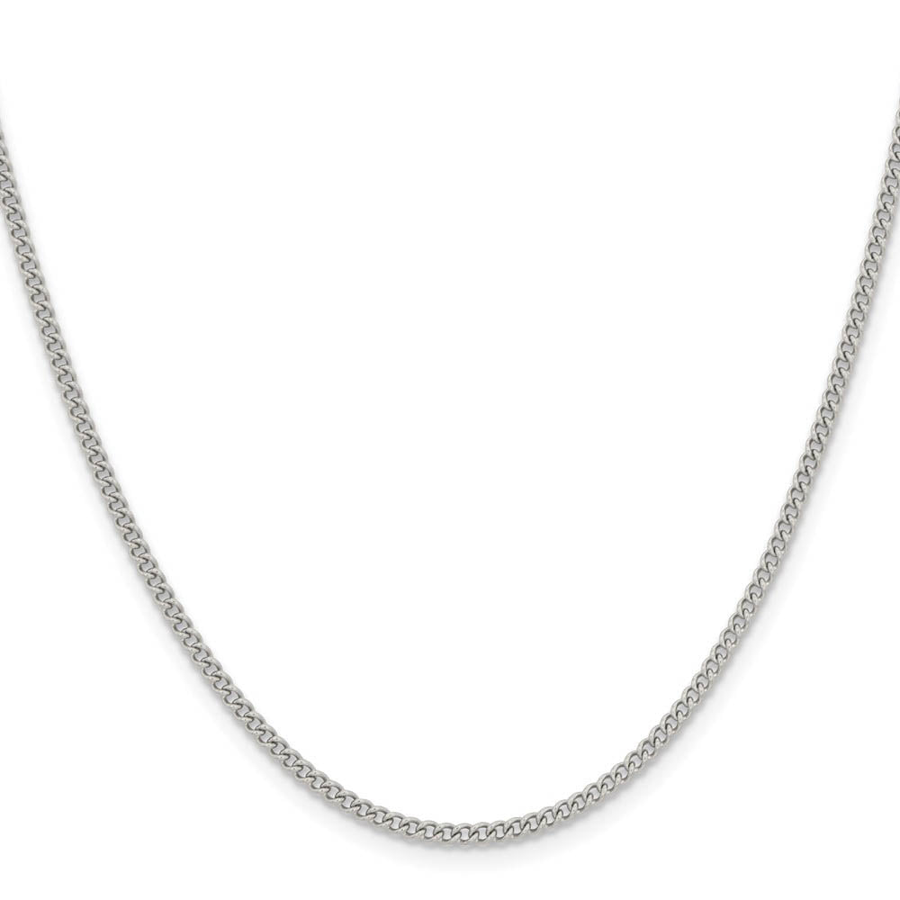 Alternate view of the 2.25mm Stainless Steel Round Curb Chain Necklace by The Black Bow Jewelry Co.