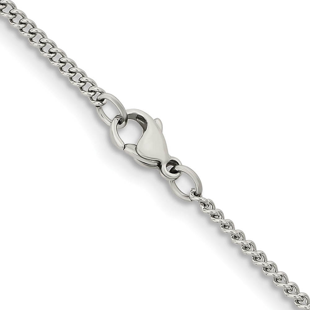 Alternate view of the 2.25mm Stainless Steel Round Curb Chain Necklace by The Black Bow Jewelry Co.
