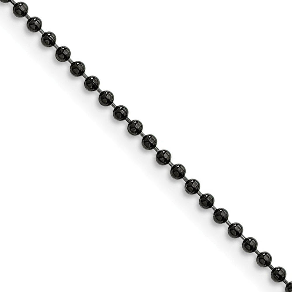 2mm Stainless Steel Black-Plated Beaded Chain Necklace, Item C9076 by The Black Bow Jewelry Co.