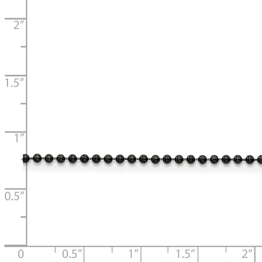 Alternate view of the 2mm Stainless Steel Black-Plated Beaded Chain Necklace by The Black Bow Jewelry Co.