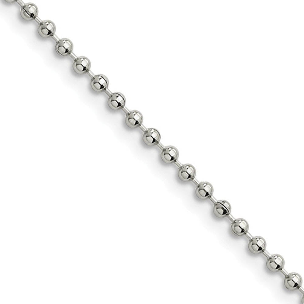2.4mm Stainless Steel Beaded Chain Necklace, Item C9077 by The Black Bow Jewelry Co.