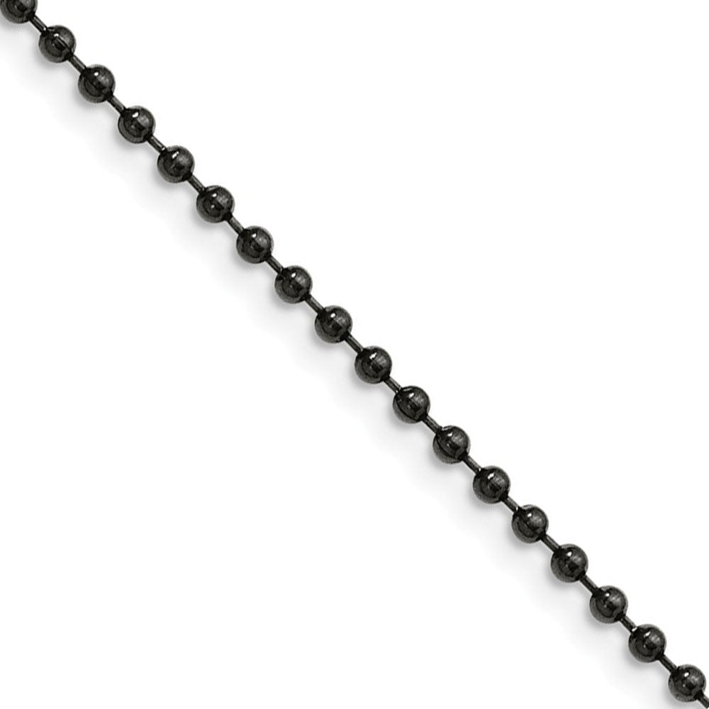 2.4mm Stainless Steel Black-Plated Beaded Chain Necklace, Item C9078 by The Black Bow Jewelry Co.