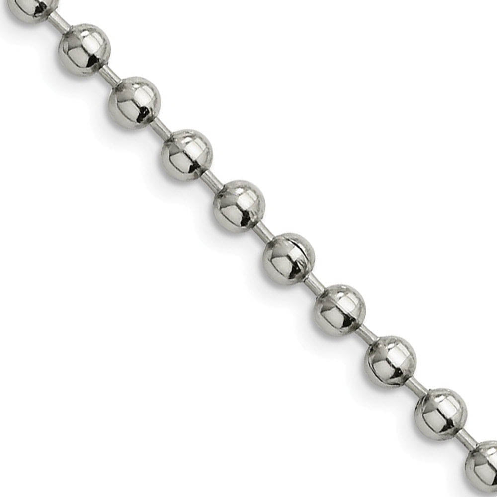 Men's 5mm Stainless Steel Beaded Chain Necklace, Item C9081 by The Black Bow Jewelry Co.