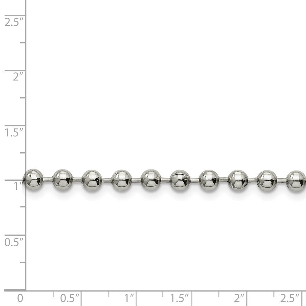 Alternate view of the Men's 5mm Stainless Steel Beaded Chain Necklace by The Black Bow Jewelry Co.