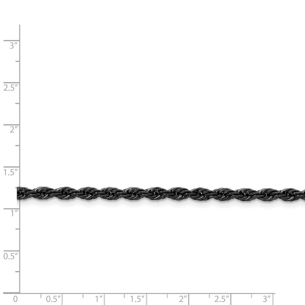 Alternate view of the Men's 4mm Black-plated Stainless Steel Rope Chain Necklace by The Black Bow Jewelry Co.