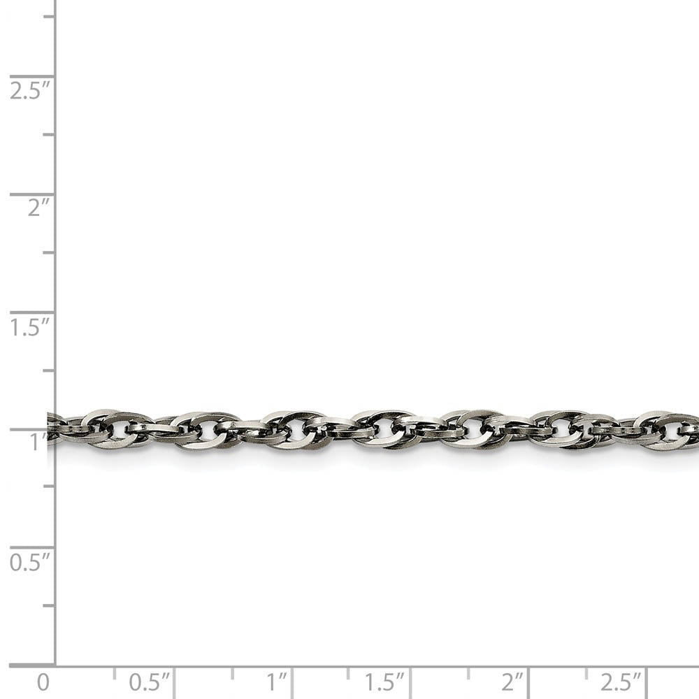 Alternate view of the Men's 4.2mm Stainless Steel Twisted Loose Rope Chain Necklace by The Black Bow Jewelry Co.