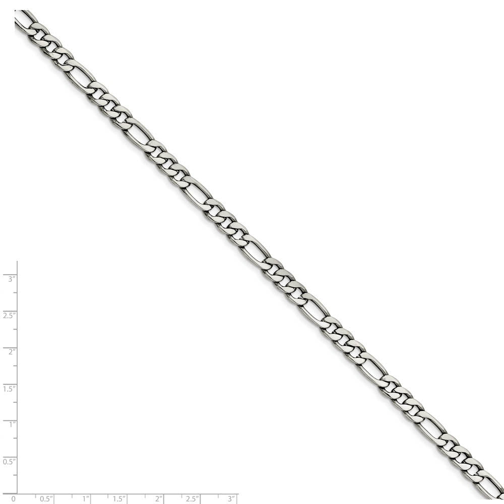 Alternate view of the 7.3mm Stainless Steel Figaro Chain - 8 Inch by The Black Bow Jewelry Co.