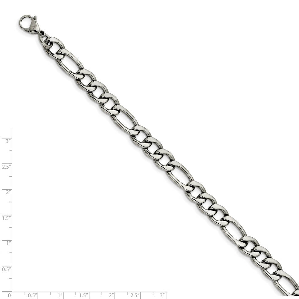 Stainless Steel Figaro Chain Link Bracelet // Silver - HMY Jewelry Stainless Steel Figaro Chain Link Bracelet // Silver - HMY Jewelry