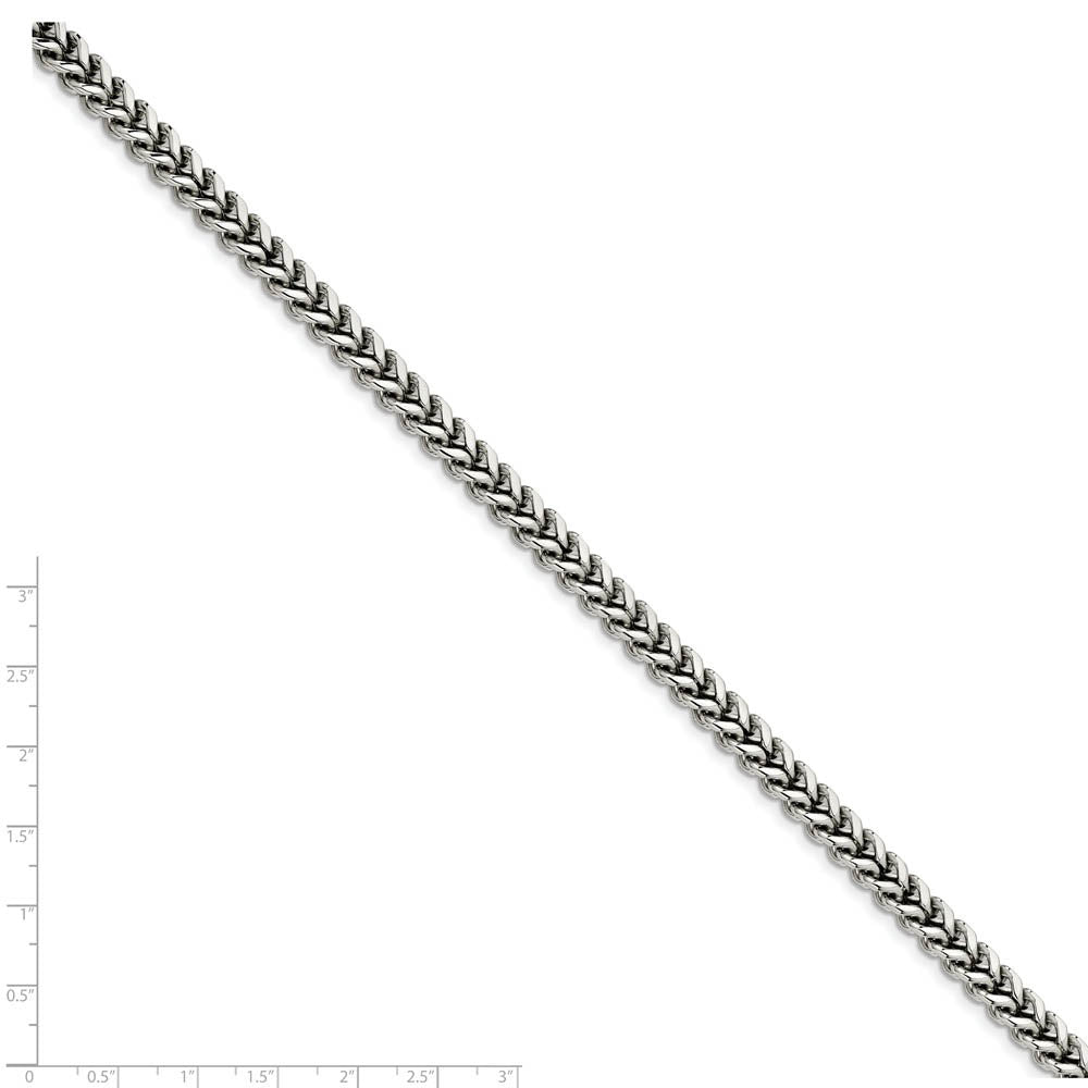 Alternate view of the Men's 6.75mm Stainless Steel Franco Chain Necklace by The Black Bow Jewelry Co.