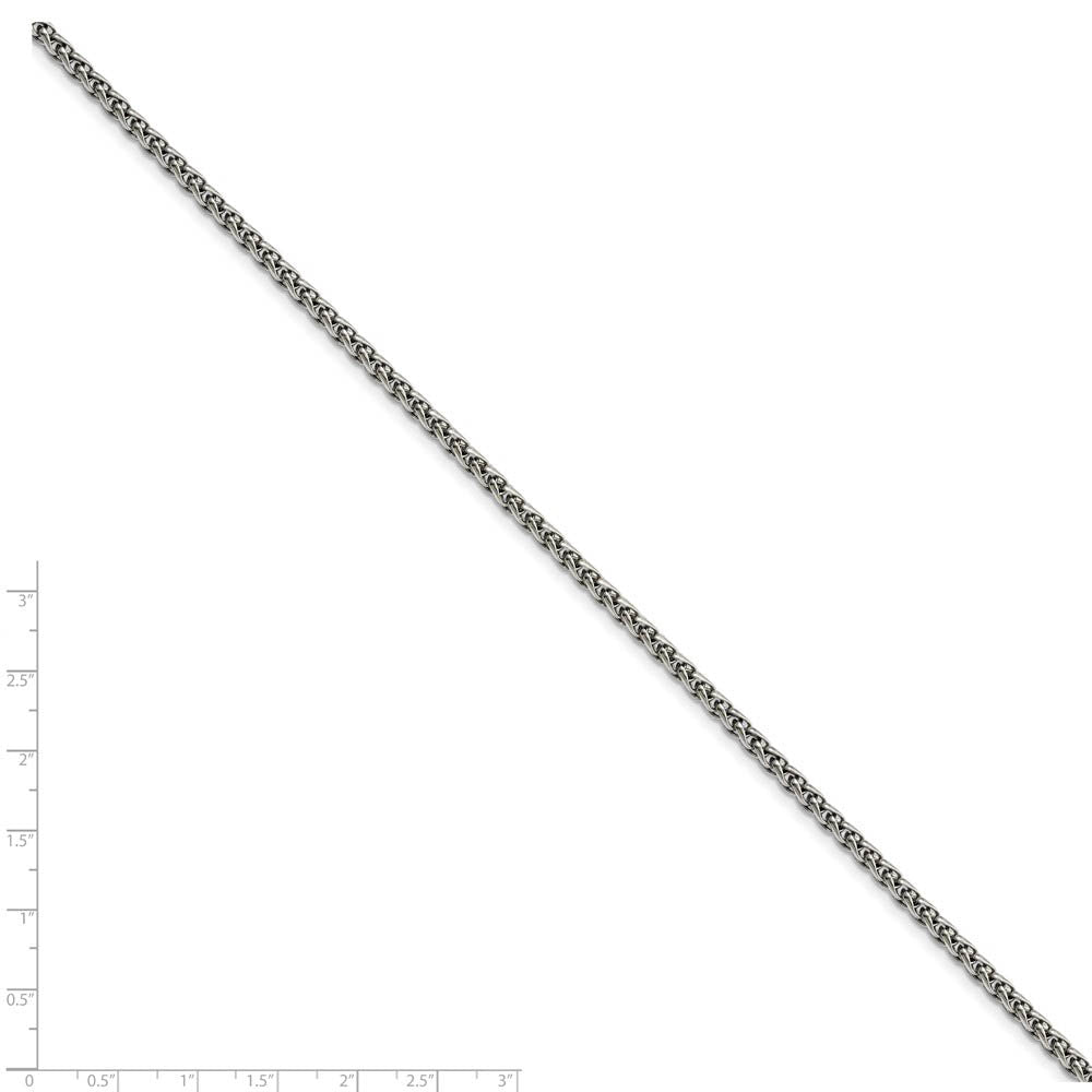 Alternate view of the Men's 4mm Stainless Steel Wheat Chain Necklace by The Black Bow Jewelry Co.