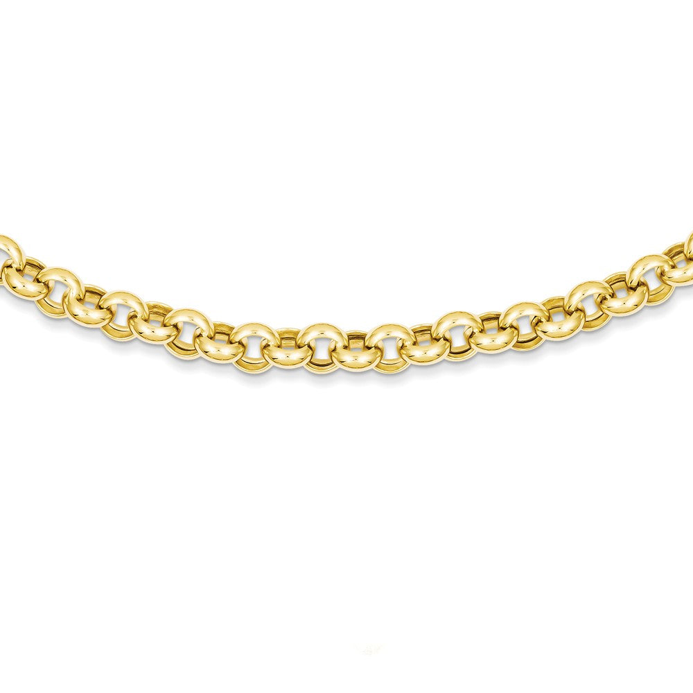 14k Yellow Gold 7mm Polished Hollow Rolo Chain Necklace, 18 Inch, Item C9135 by The Black Bow Jewelry Co.