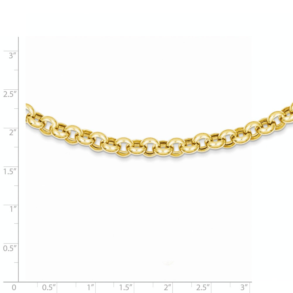 Alternate view of the 14k Yellow Gold 7mm Polished Hollow Rolo Chain Necklace, 18 Inch by The Black Bow Jewelry Co.