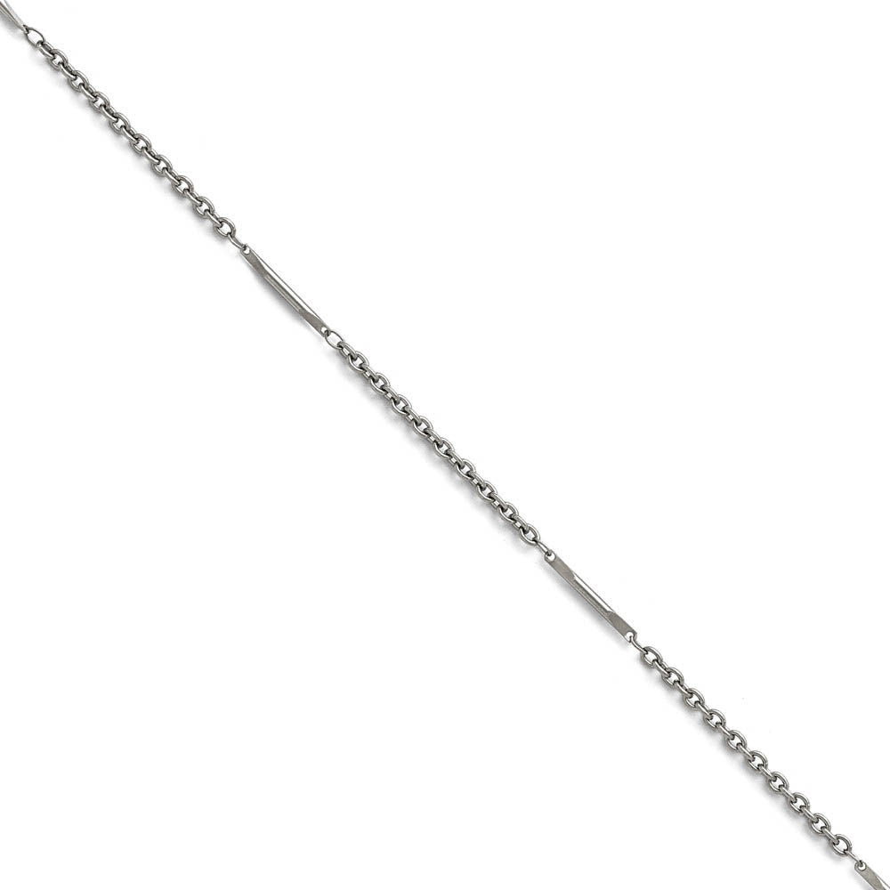 2.2mm Stainless Steel Polished Cable and Bar Link Chain Necklace, Item C9154 by The Black Bow Jewelry Co.