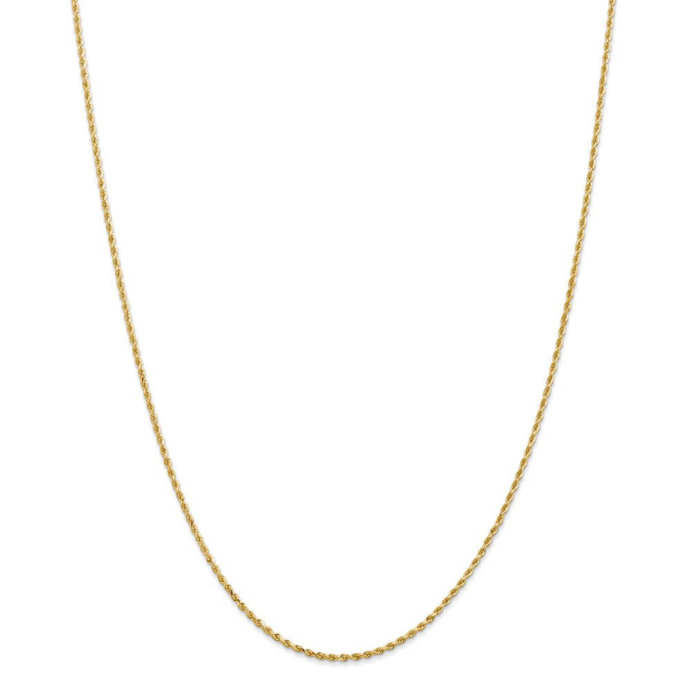 Alternate view of the 1.3mm 14k Yellow Gold Solid Diamond Cut Rope Chain Necklace by The Black Bow Jewelry Co.