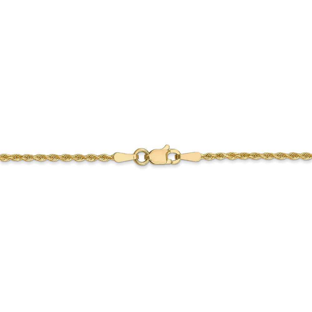 Alternate view of the 1.3mm 14k Yellow Gold Solid Diamond Cut Rope Chain Bracelet & Anklet by The Black Bow Jewelry Co.