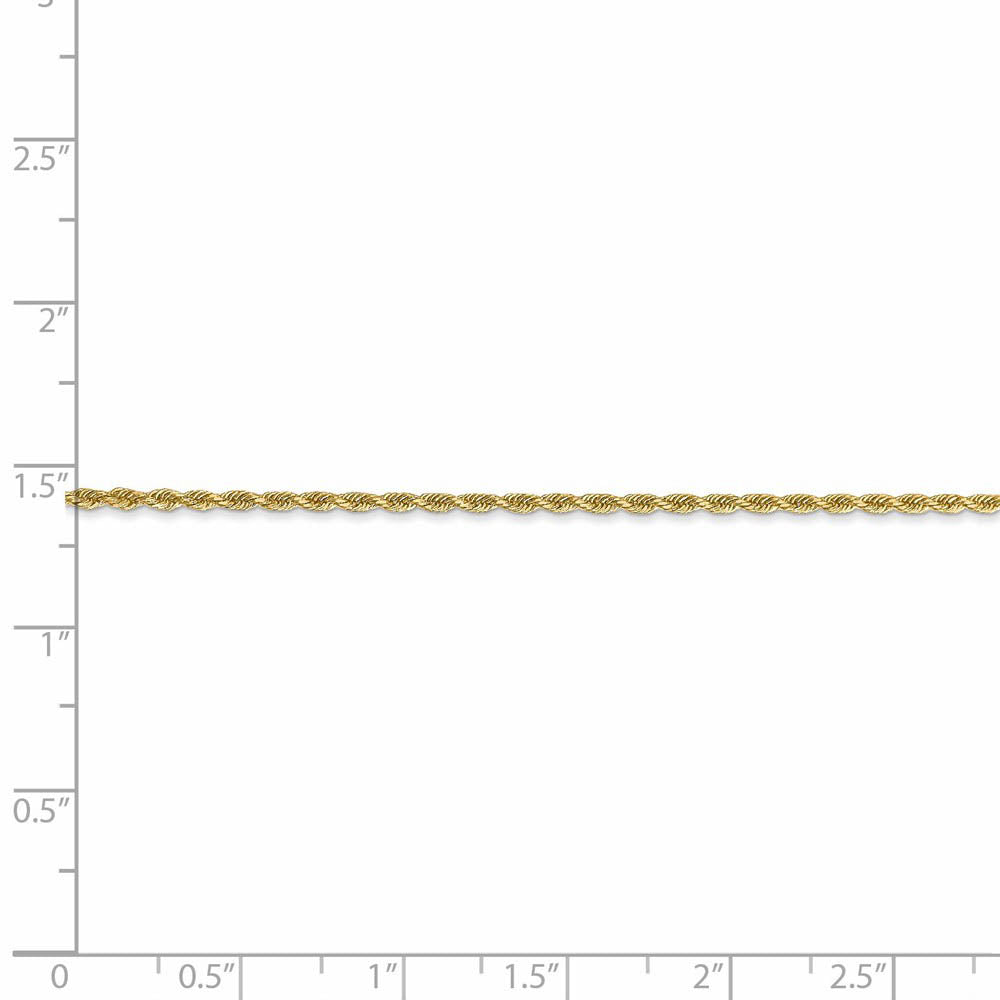 Alternate view of the 1.3mm 14k Yellow Gold Solid Diamond Cut Rope Chain Necklace by The Black Bow Jewelry Co.