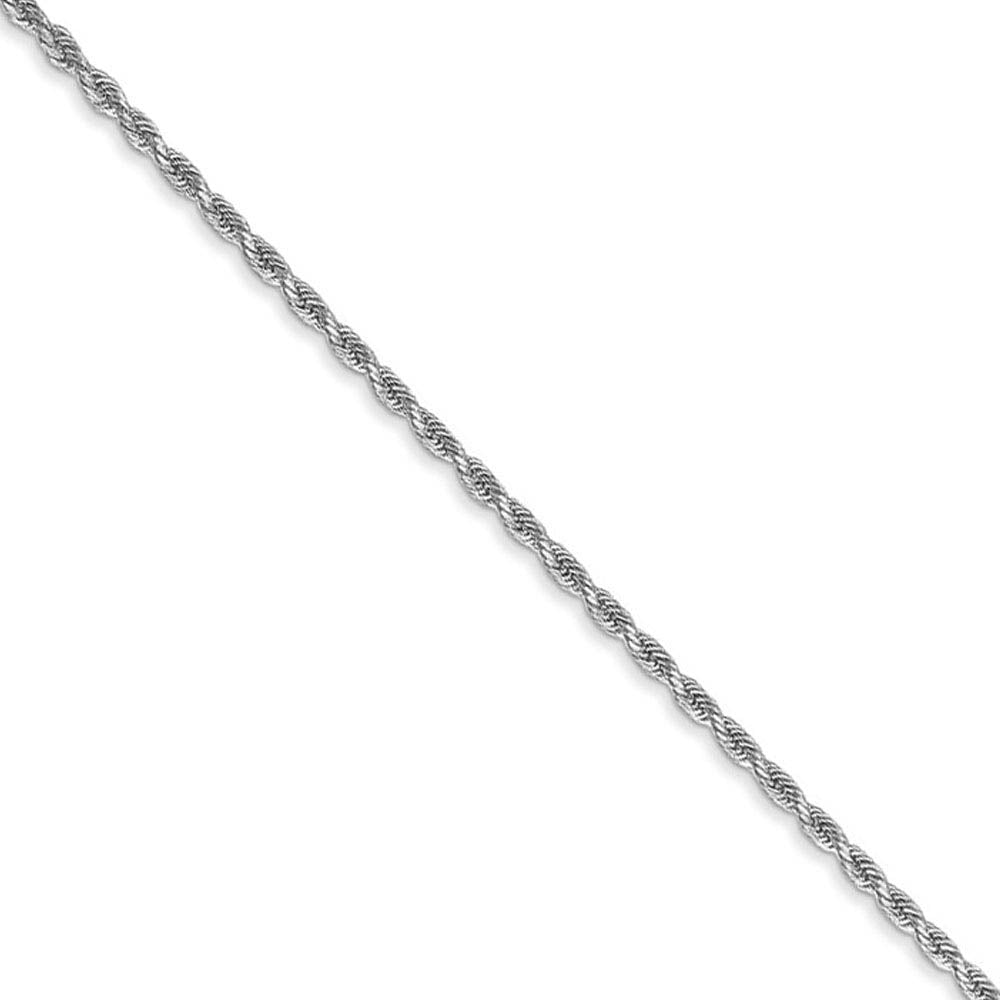 1.5mm 14k White Gold Solid Diamond Cut Rope Chain Bracelet & Anklet, Item C9185 by The Black Bow Jewelry Co.
