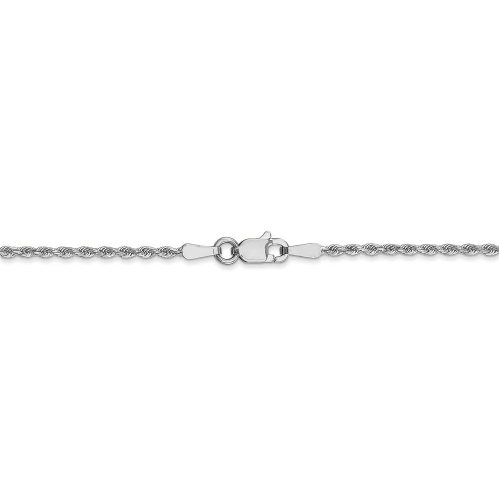 Alternate view of the 1.5mm 14k White Gold Solid Diamond Cut Rope Chain Bracelet & Anklet by The Black Bow Jewelry Co.