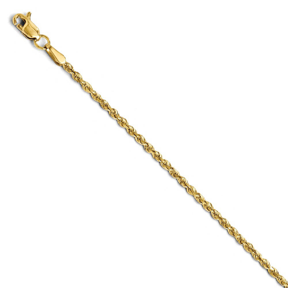1.75mm 14k Yellow Gold Solid Diamond Cut Rope Chain Bracelet, Item C9188 by The Black Bow Jewelry Co.