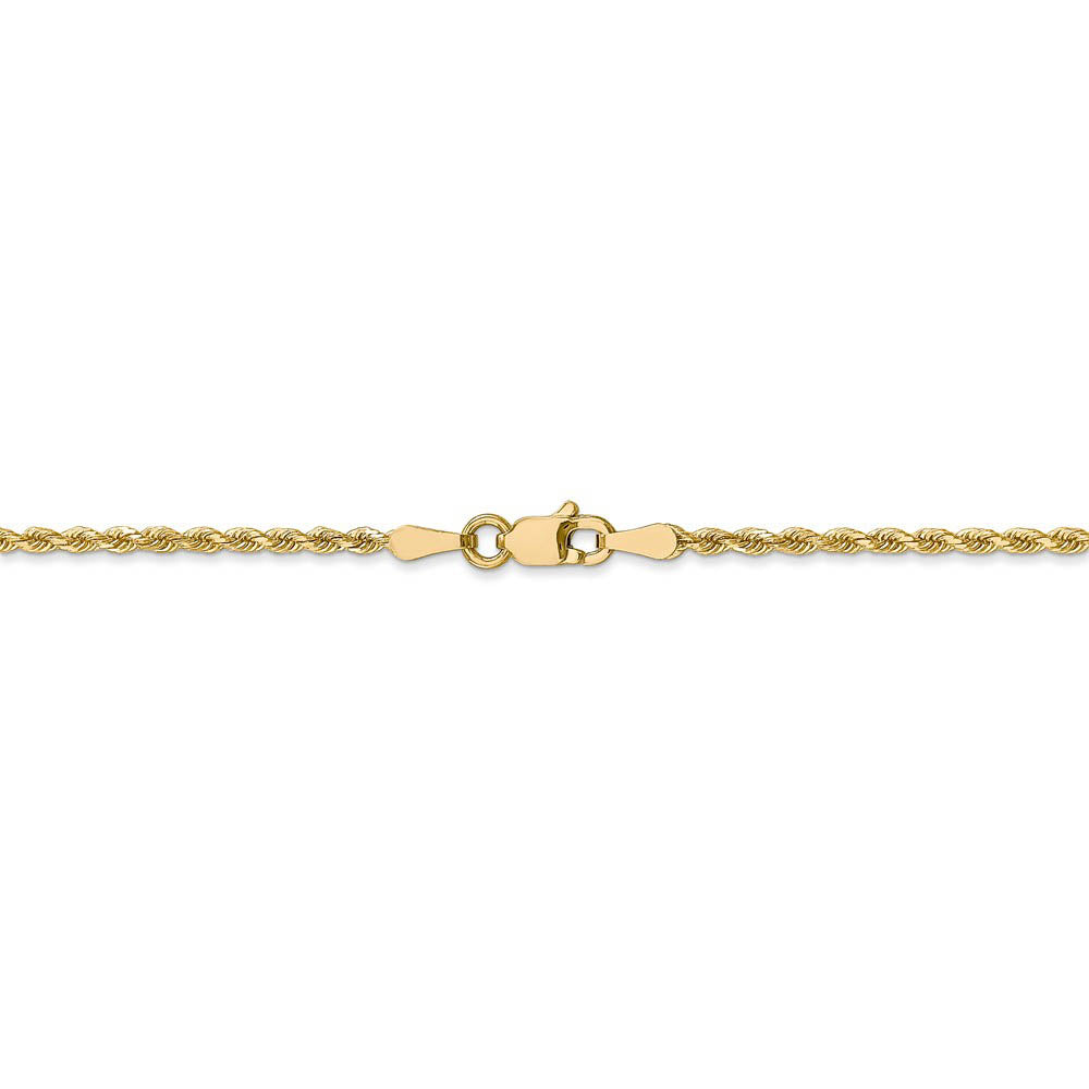 Alternate view of the 1.75mm 14k Yellow Gold Solid Diamond Cut Rope Chain Bracelet by The Black Bow Jewelry Co.