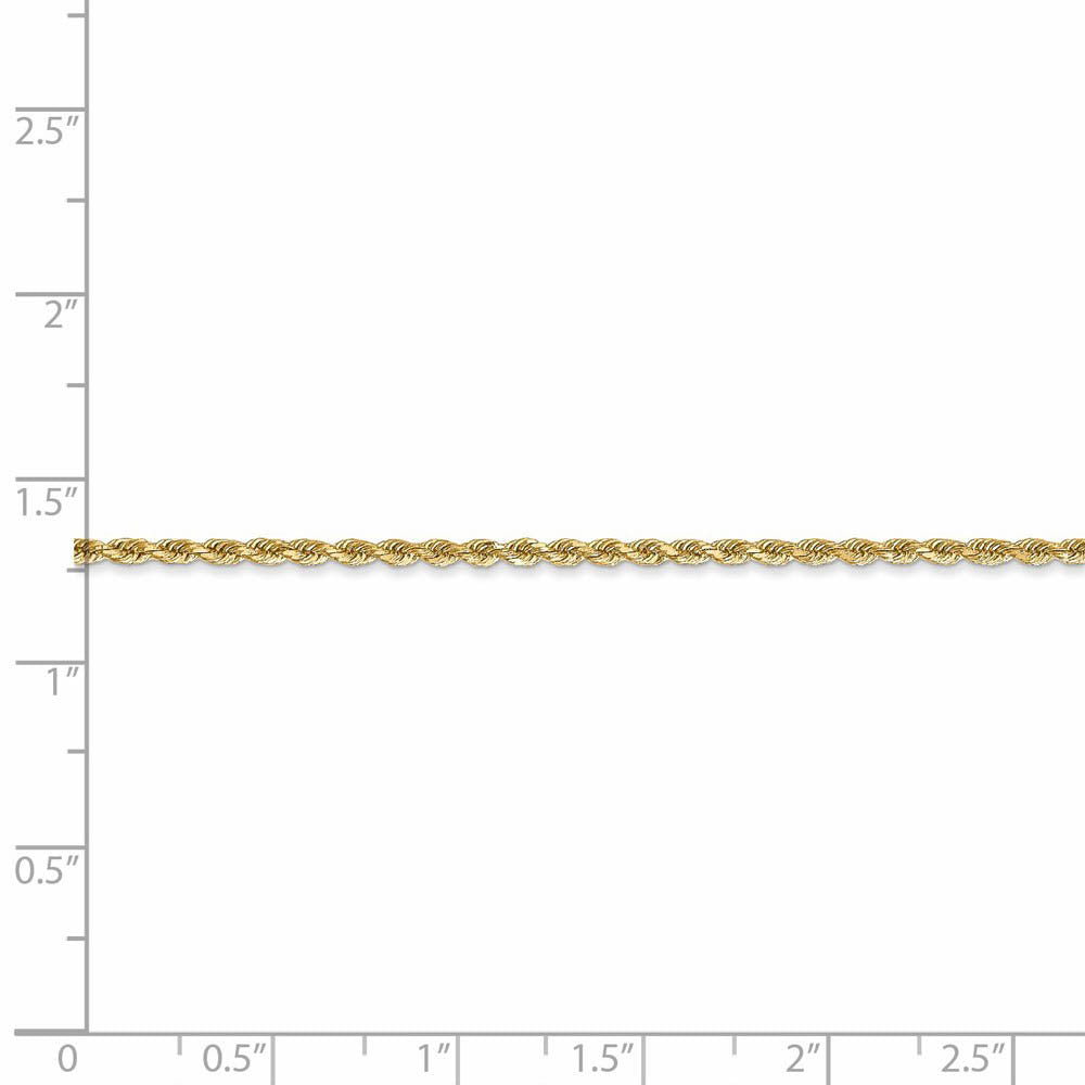 Alternate view of the 1.75mm 14k Yellow Gold Solid Diamond Cut Rope Chain Bracelet by The Black Bow Jewelry Co.