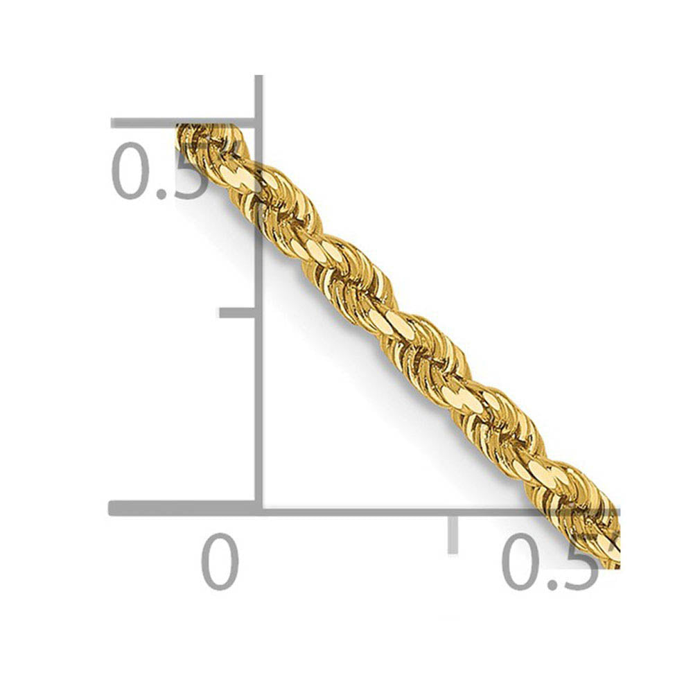 Alternate view of the 2mm 14k Yellow Gold Solid Diamond Cut Rope Chain Necklace by The Black Bow Jewelry Co.